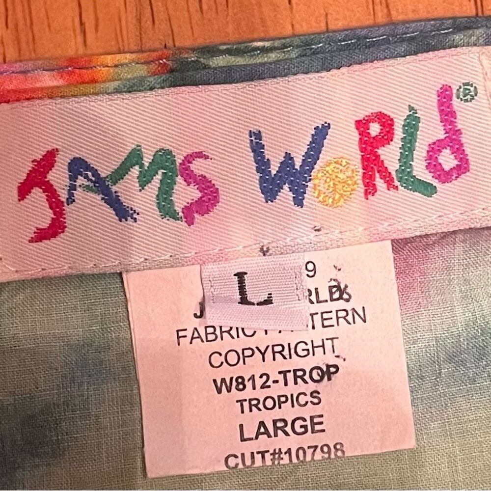 JAMS World Vintage Tropics Hawaiian print true wrap skirt made in Hawaii, size L - Picture 4 of 6